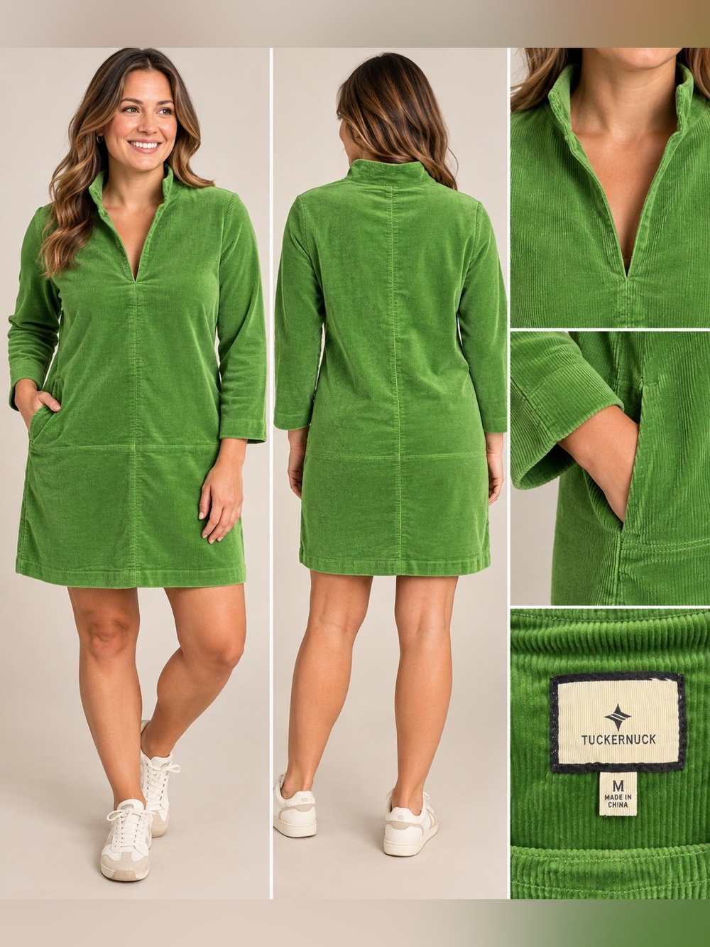 Tuckernuck Green Corduroy Tunic Dress